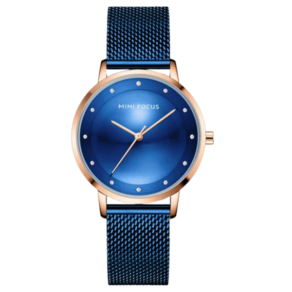 Mini Focus Blue Mesh Bracelet Blue Dial Quartz Watch for Ladies - MF0332L-04