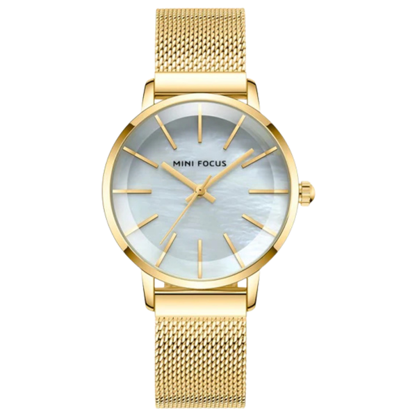 Mini Focus Gold Mesh Bracelet Mother Of Pearl Dial Quartz Watch for Ladies - MF0257L-01