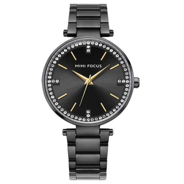Mini Focus Black Stainless Steel Black Dial Quartz Watch for Ladies - MF0031L-02