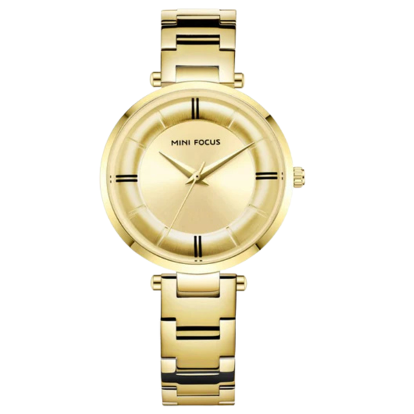 Mini Focus Gold Stainless Steel Gold Dial Quartz Watch for Ladies - MF0235L-01