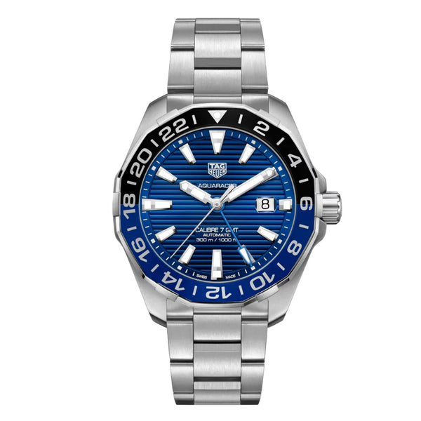 Tag Heuer Aquaracer Calibre 7 Silver Stainless Steel Blue Dial Automatic Watch for Gents - WAY201TBA0927