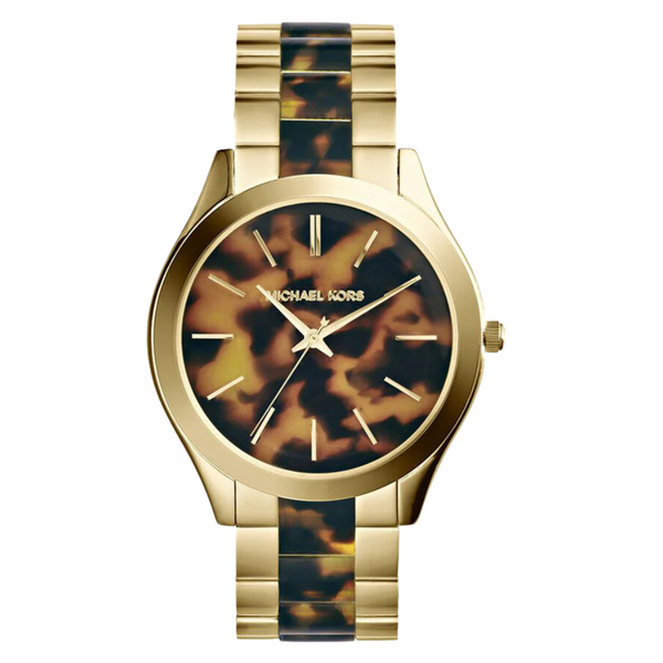 Michael Kors Runway Two-Tone Stainless Steel Tortoise-shell Dial Quartz Watch for Ladies - MK4284