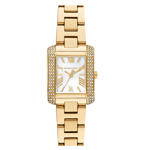 Michael Kors Petite Emery Gold Stainless Steel Silver Dial Quartz Watch for Ladies - MK-3324