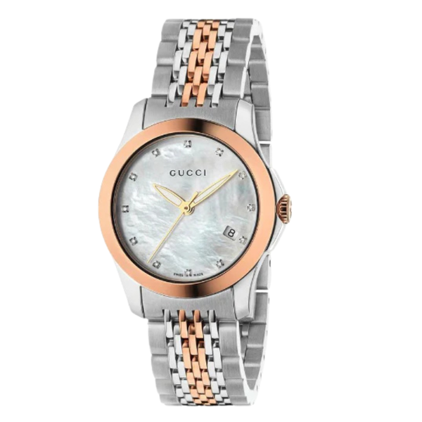 Gucci G-Timeless Two-tone Stainless Steel Mother of Pearl Dial Quartz Watch for Ladies - GUCCI YA 126514