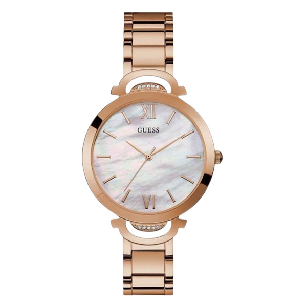 Guess Opal Gold Stainless Steel Mother of pearl Dial Quartz Watch for Ladies - W1090L2