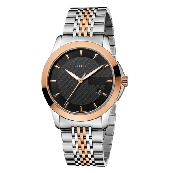 Gucci G Timeless Two-tone Stainless Steel Black Dial Quartz Watch for Gents - YA126410