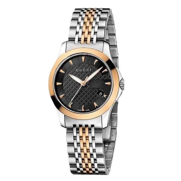 Gucci G-Timeless Two-tone Stainless Steel Black Dial Quartz Watch for Ladies - YA126512