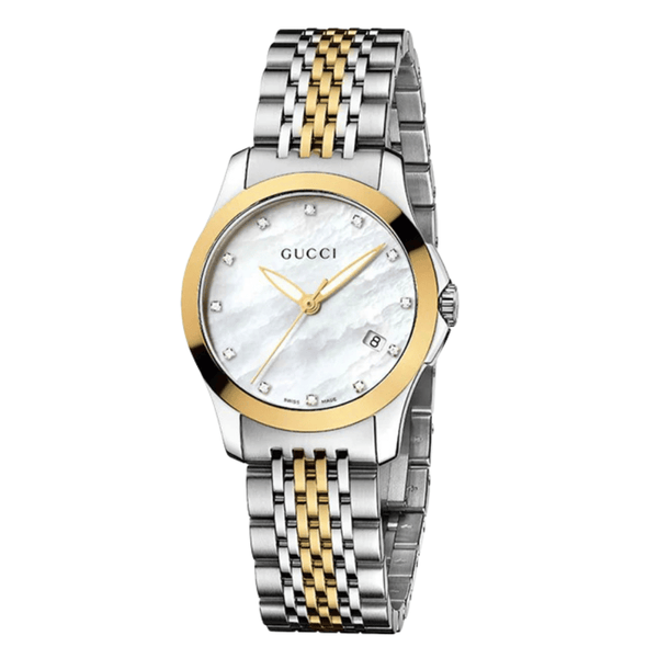 Gucci G-Timeless Two-tone Stainless Steel Mother of pearl Dial Quartz Watch for Ladies - YA126513