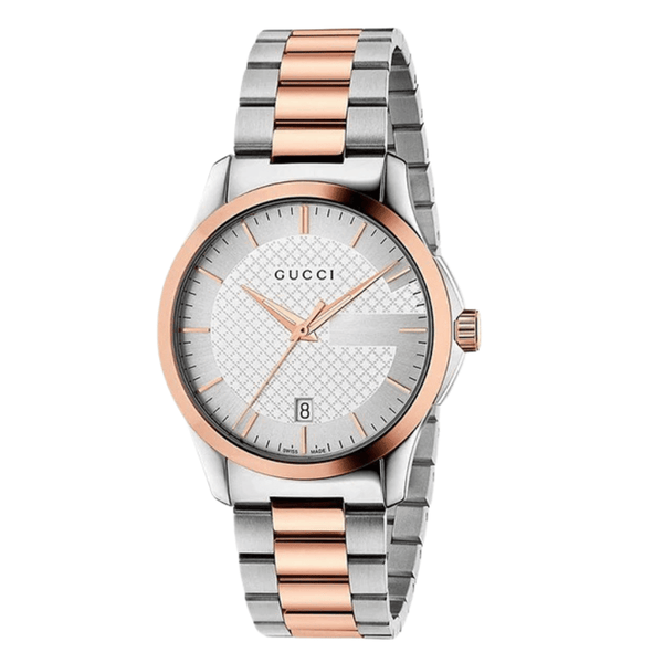 Gucci G-Timeless Two-tone Stainless Steel Silver Dial Quartz Watch for Gents - YA126473