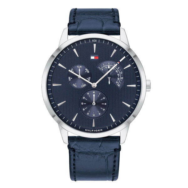 Tommy Hilfiger Brad Blue Leather Strap Blue Dial Quartz Watch for Gents - 1710387