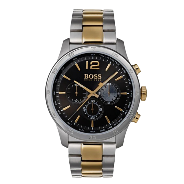HUGO BOSS Professional Two-tone Stainless Steel Black Dial Chronograph Quartz Watch for Gents - HUGO BOSS 1513529