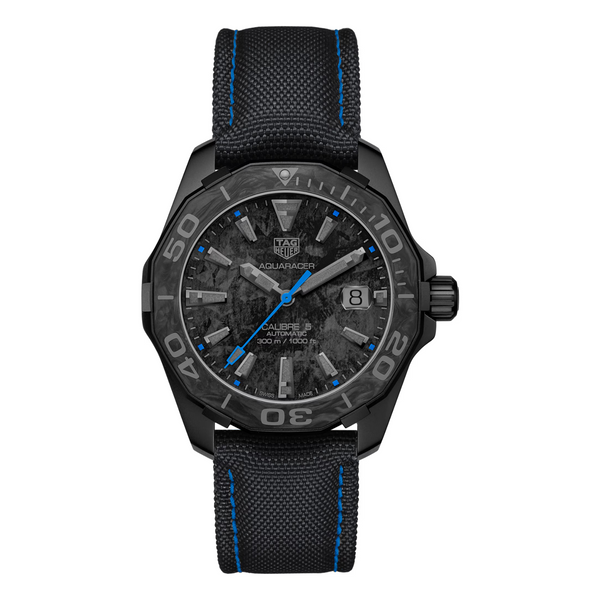 Tag Heuer Aquaracer Calibre 5 Black Nylon Carbon Dial Automatic Watch for Gents - WBD218C.FC6447