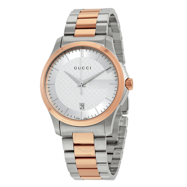 Gucci G-Timeless Two-tone Stainless Steel Silver Dial Quartz Watch for Ladies- GUCCI YA126447