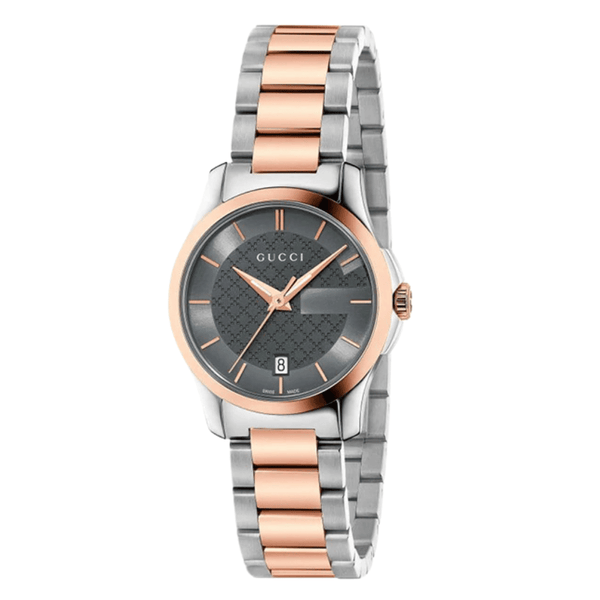 Gucci G-Timeless Two-tone Stainless Steel Grey Dial Quartz Watch for Ladies- GUCCI YA126527