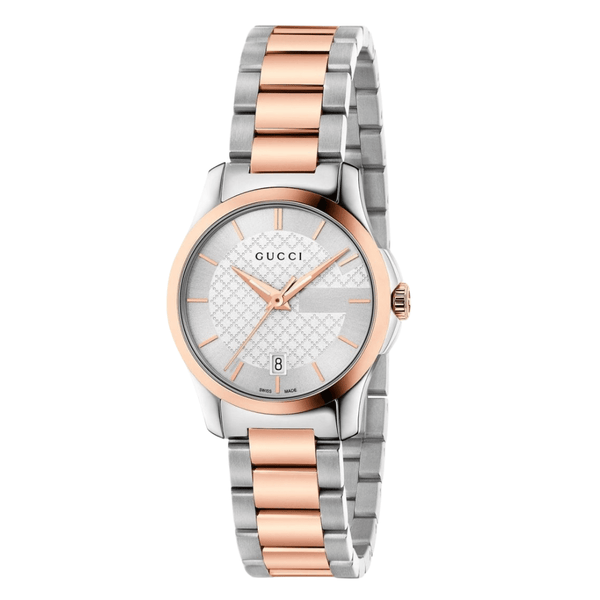 Gucci G-Timeless Two-tone Stainless Steel Silver Dial Quartz Watch for Ladies- GUCCI YA126564