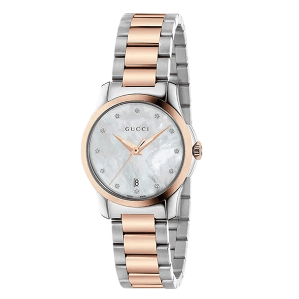 Gucci G-Timeless Two-tone Stainless Steel Mother of Pearl Dial Quartz Watch for Ladies- GUCCI YA126544