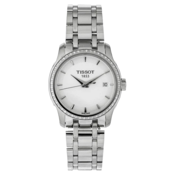 Tissot Couturier Grey Stainless Steel Black Dial Quartz Watch for Ladies- T 035.210.61.011.00