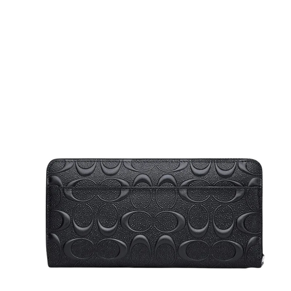 Coach Medium Corner Zip Wallet in Crossgrain Leather Black - F58113