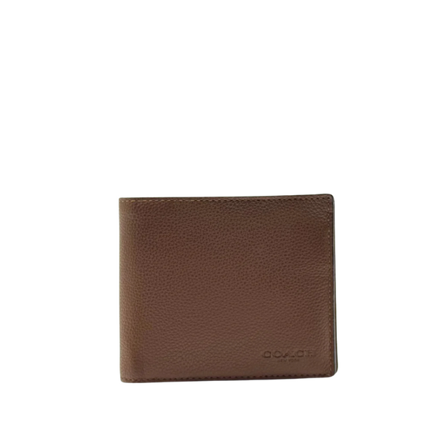 Coach F74991 CWH – Men's Compact ID Wallet in Sport Calf Leather (Dark Saddle)