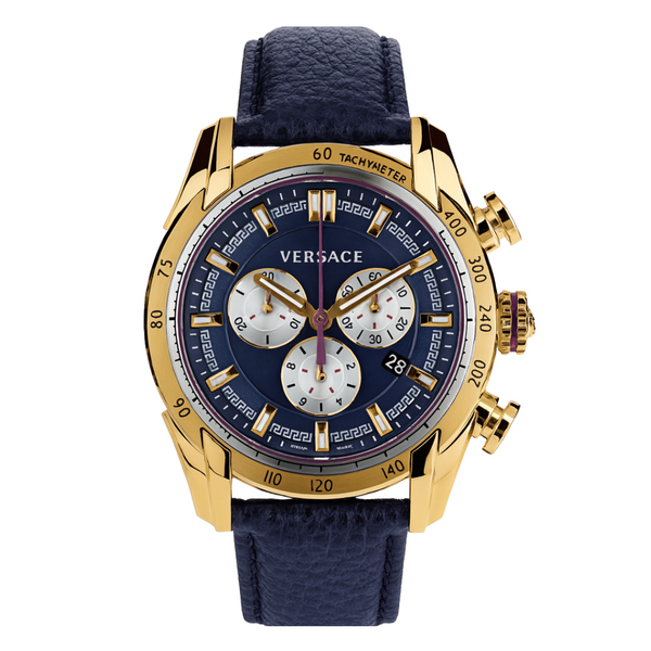 Versace V-Ray Blue Leather Strap Blue Dial Chronograph Quartz Watch for Gents - VDB 030014
