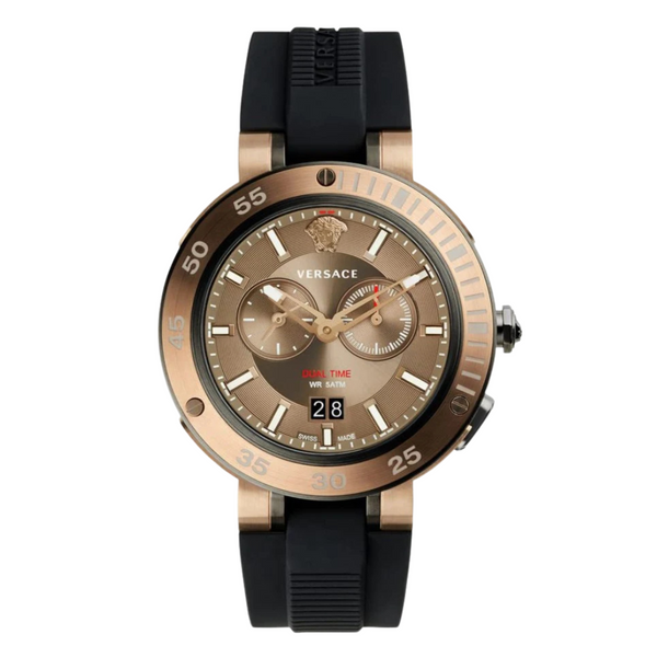 Versace V-Extreme Black Silicone Strap Brown Dial Chronograph Quartz Watch for Gents - VCN030017