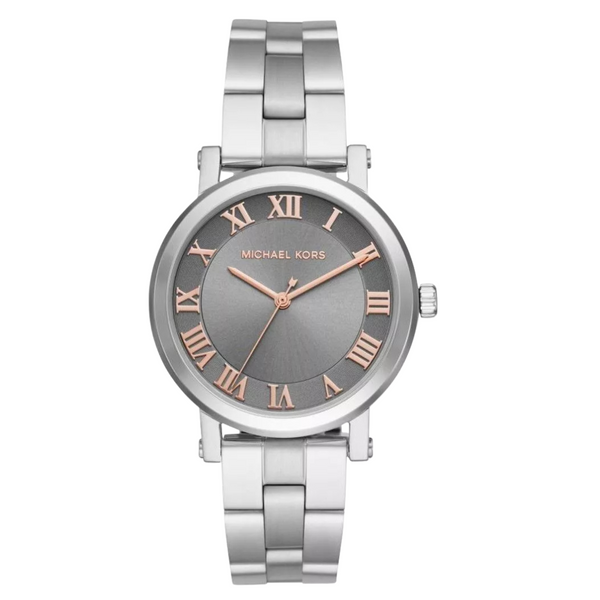 Michael Kors Norie Silver Stainless Steel Grey Dial Quartz Watch for Ladies - MK-3559