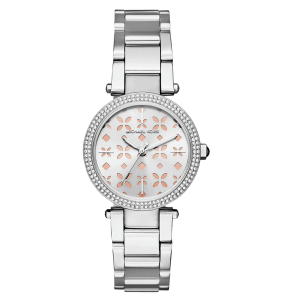 Michael Kors Mini Parker Silver Stainless Steel Silver Dial Quartz Watch for Ladies - MK-6483