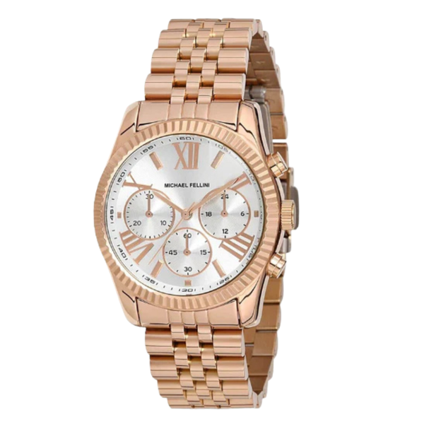 Michael Fellini Rose Gold Stainless Steel Silver Dial Quartz Watch for Ladies - MF2258-3
