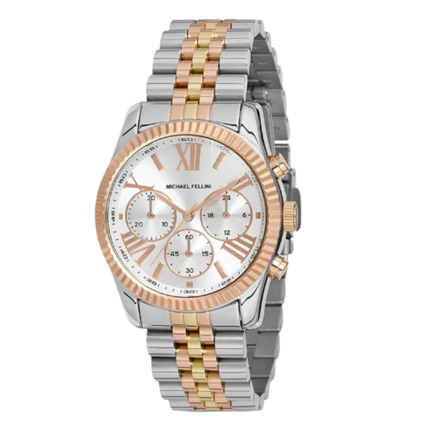 Michael Fellini Two-tone Stainless Steel Silver Dial Quartz Watch for Ladies - MF2258-6