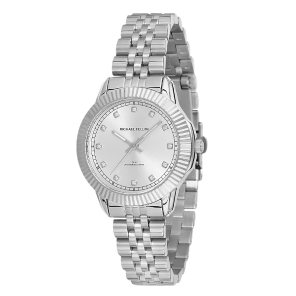 Michael Fellini Silver Stainless Steel Silver Dial Quartz Watch for Ladies - MF2260-1