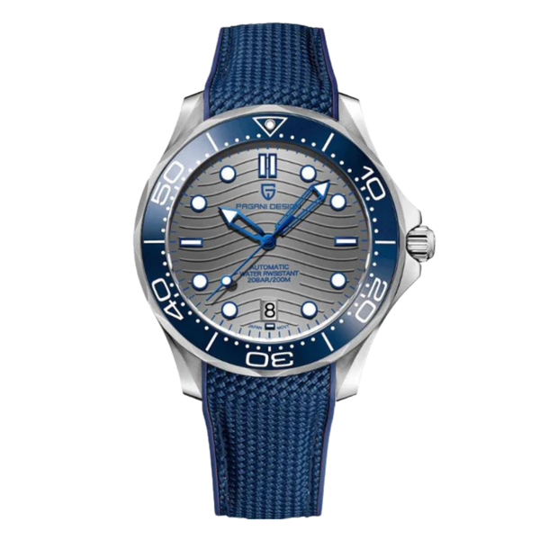 Pagani Design Blue Rubber Strap Grey Dial Automatic Watch for Gents - PD1685