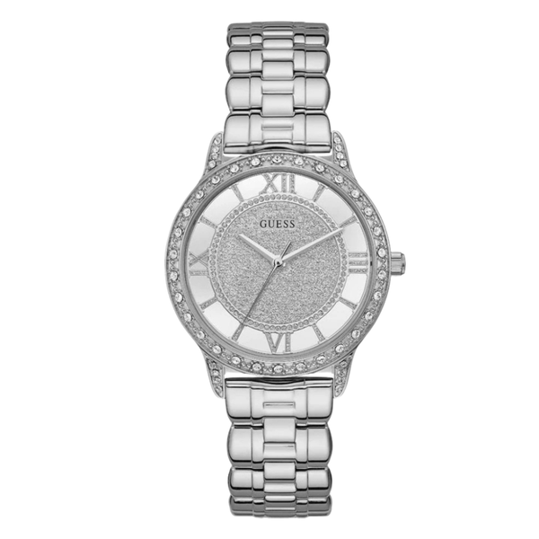 Guess Ethereal Silver Stainless Steel Silver Dial Quartz Watch for Ladies - W1013L1