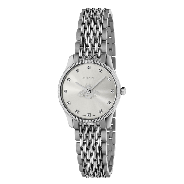 Gucci G-Timeless Silver Stainless Steel Silver Dial Quartz Watch for Ladies - GUCCI YA 1265019