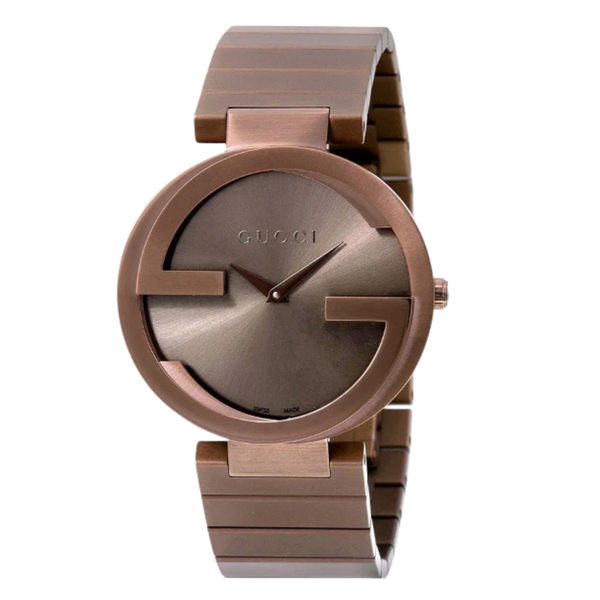 Gucci Interlocking-G Brown Stainless Steel Brown Dial Quartz Unisex Watch - GUCCI YA 133317