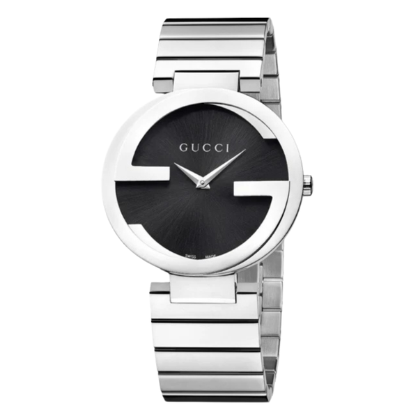 Gucci Interlocking-G Silver Stainless Steel Black Dial Quartz Unisex Watch - GUCCI YA 133307