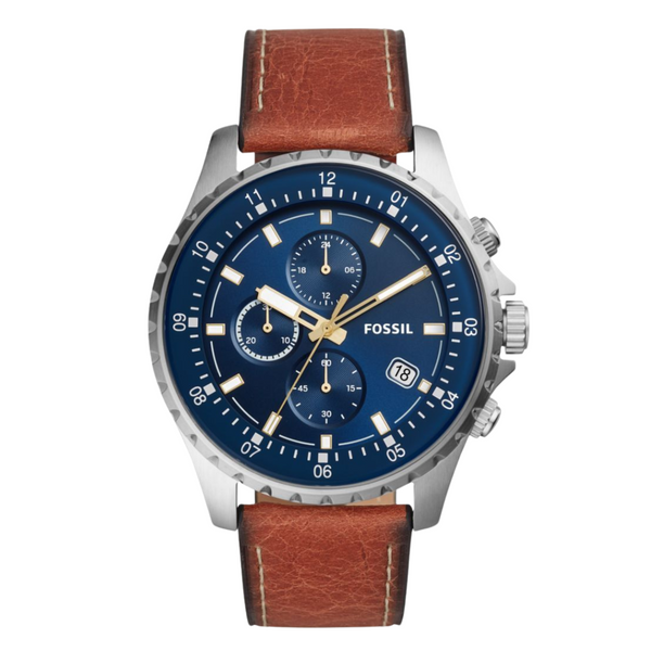 Fossil Dillinger Luggage Leather Strap Blue Dial Chronograph Quartz Watch for Gents - FS5675