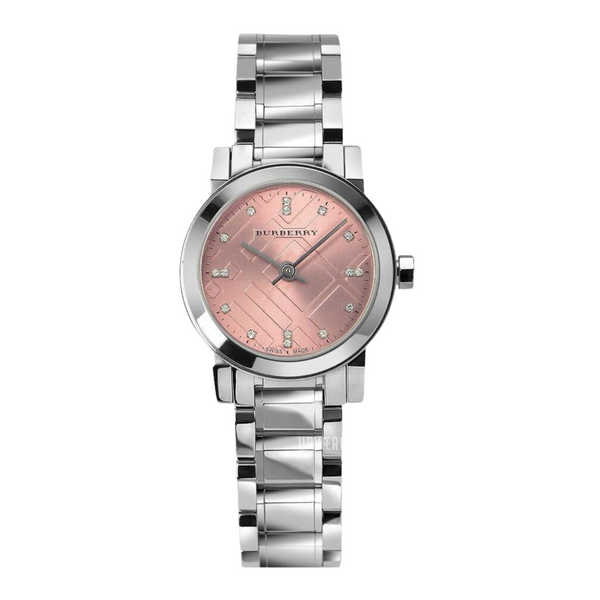 Burberry The City Silver Stainless Steel Pink Dial Quartz Watch for Ladies - BU9223