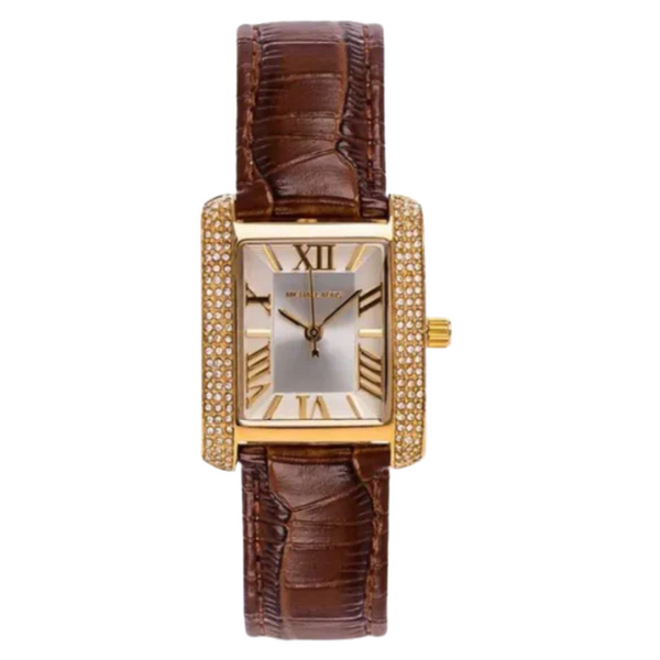 Michael Kors Emery Brown Leather Strap White Dial Quartz Watch for Ladies - MK2335