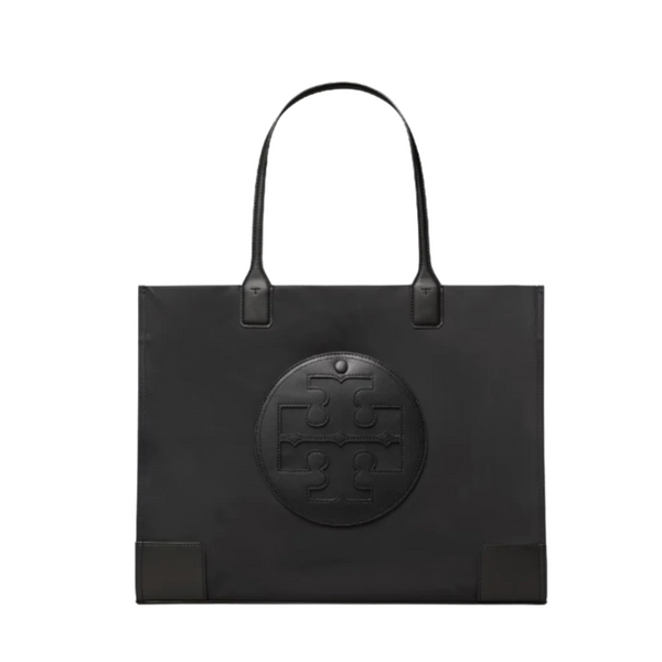 Tory Burch Ella Nylon PVC Tote Bag Leccio Black -  TB80479