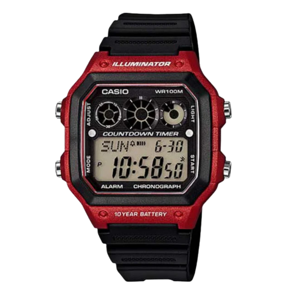 Casio Illuminator Black Silicone Strap Black Dial Quartz Watch for Gents - CASIO AE-1300WH-4AVDF