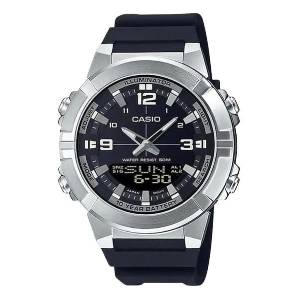 Casio Illuminator Black Silicone Strap black Dial Quartz Watch for Gents - CASIO AMW-870-1AVDF