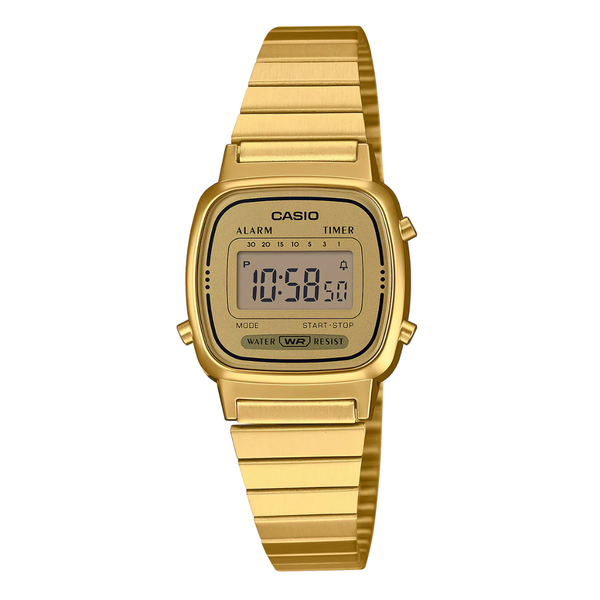 Casio Vintage Unisex Gold Stainless Steel Gold Dial Quartz Unisex Watch - CASIO LA-670WGA-9DF