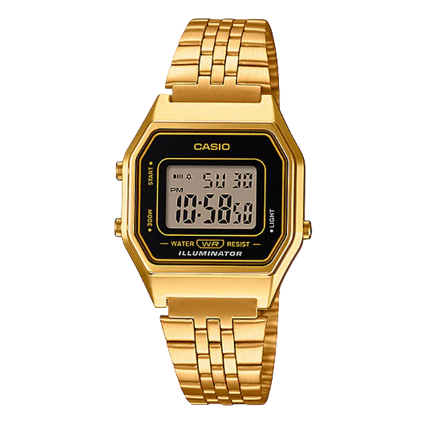 Casio Illuminator Gold Stainless Steel Black Dial Quartz Watch for Ladies - CASIO LA-680WGA-1DF