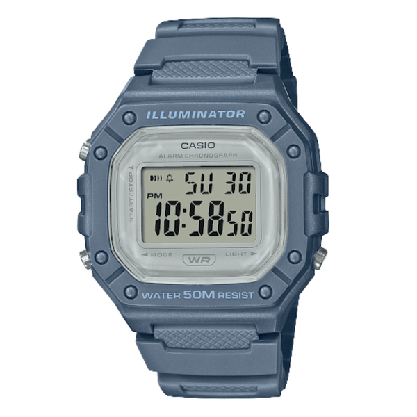 Casio Illuminator Blue Silicone Strap Blue Dial Quartz Watch for Gents - CASIO W-218HC-2AVDF