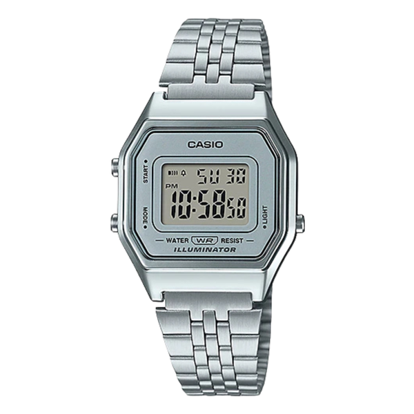 Casio Illuminator Silver Stainless Steel Silver Dial Quartz Watch for Unisex - LA-680WA-7DF