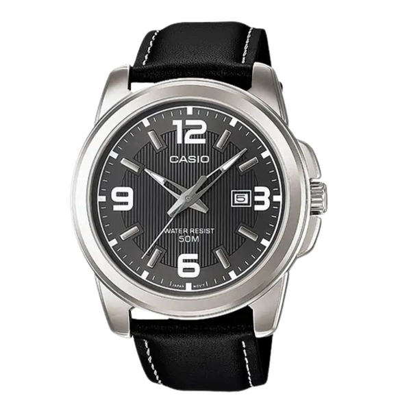 Casio Enticer Brown Leather Strap White Dial Quartz Watch for Gents - MTP-1314L-7AVDF