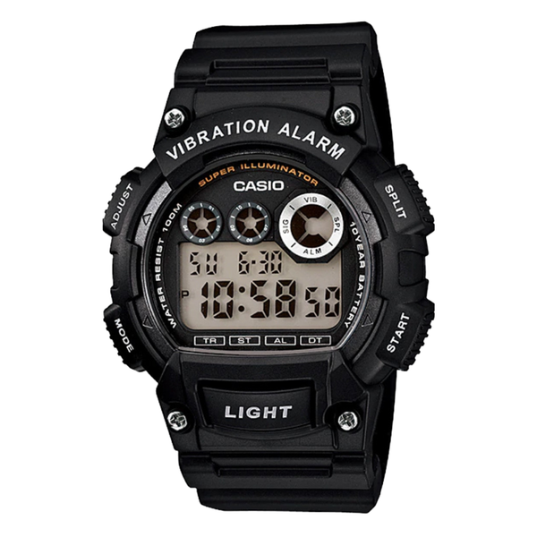 Casio Super Illuminator Black Silicone Strap Strap Black Dial Quartz Watch for Gents - W-735H-1AVDF(AG)