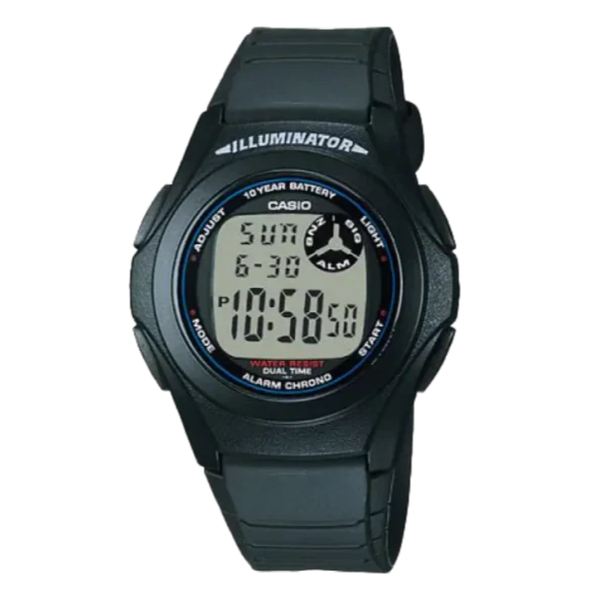 Casio Illuminator Black Silicone Strap Strap Black Dial Quartz Watch for Gents - F-200W-1ADF(AG)