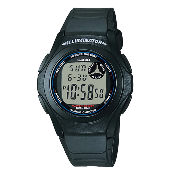 Casio Illuminator Black Silicone Strap Strap Black Dial Quartz Watch for Gents - F-200W-1ADF(AG)