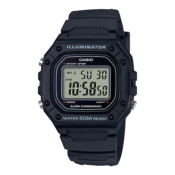 Casio Black Resin Strap Black Dial Quartz Watch for Gents - W-218H-1AVDF